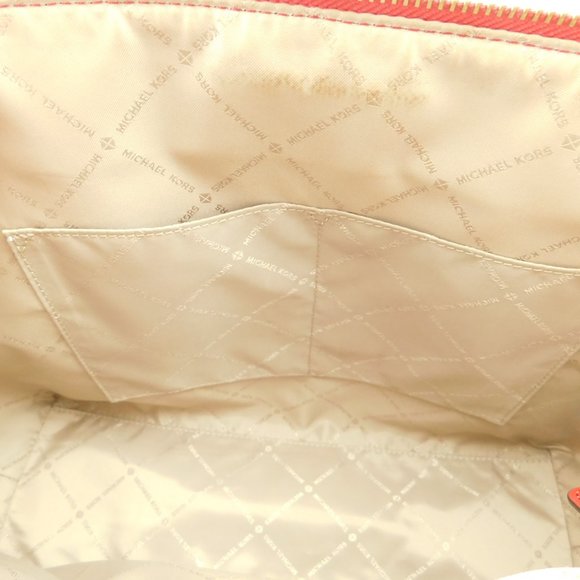 MICHAEL KORS MK Logo Dark Red Saffiano Leather Satchel Tote Shopper Shoulder Bag - Picture 7 of 10